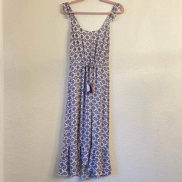 Becca Marrakesh Swim Coverup Midi Dress Small Purple Block Print Resort Beach - Picture 1 of 13